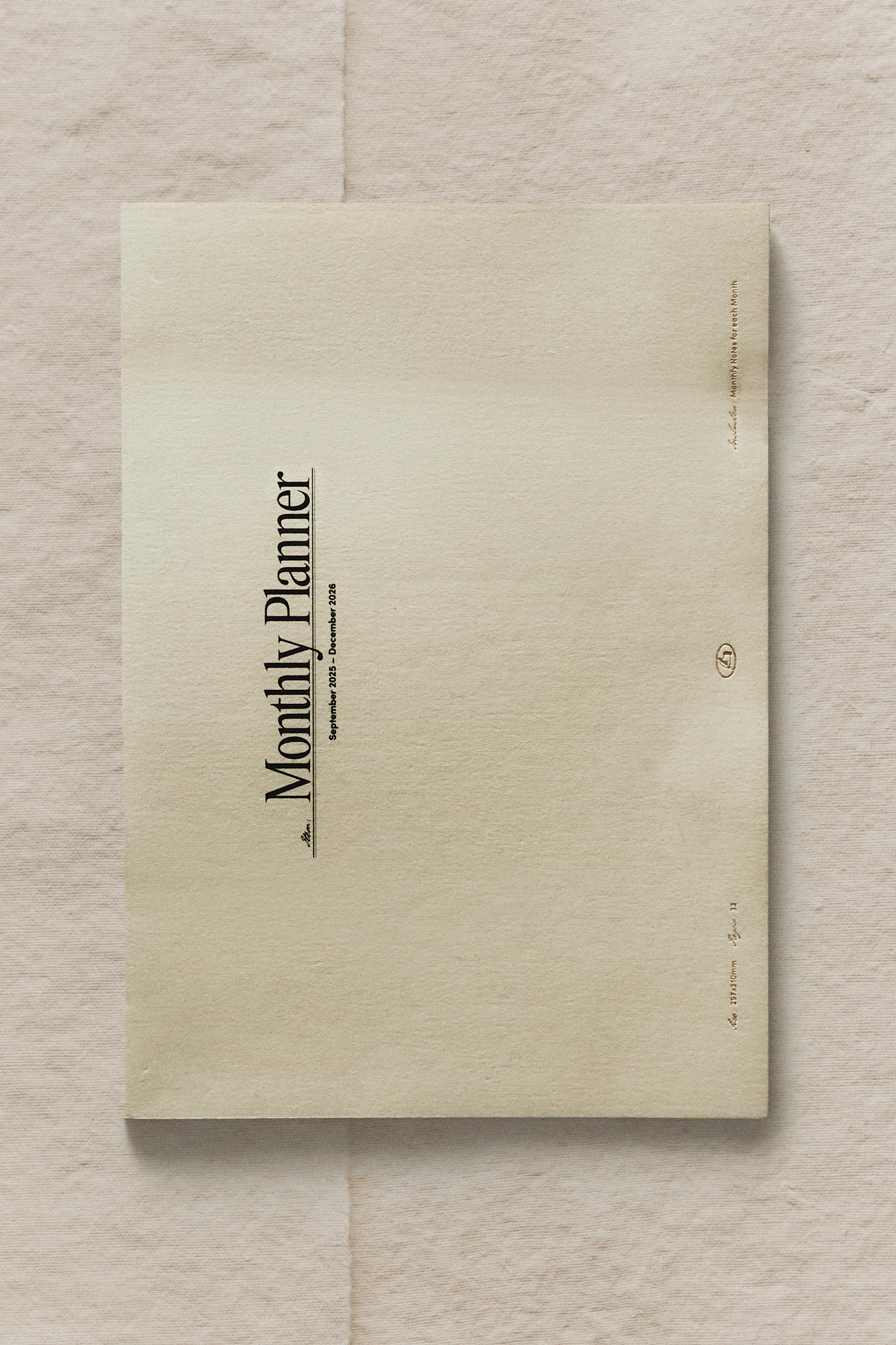 A5 MONTHLY PLANNER WITH GOLD RIMS